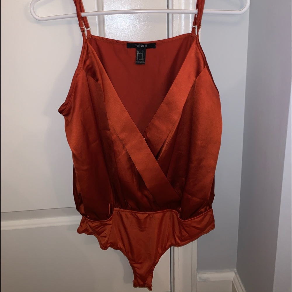 satin rust bodysuit